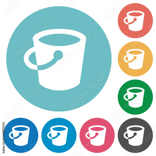 Bucket flat round icons