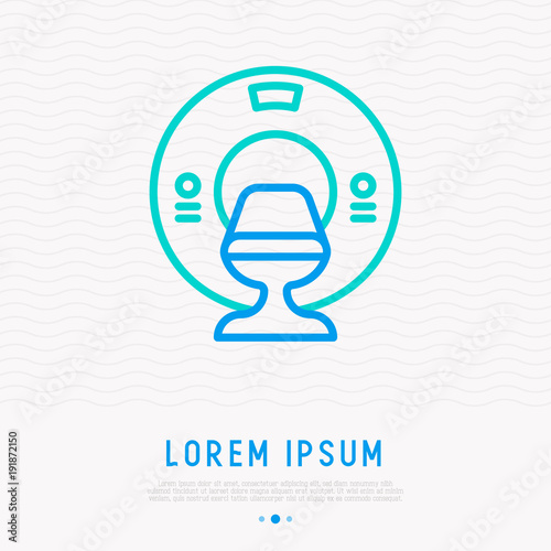 MRI scanner thin line icon. Modern vector illustration of medical equipment.