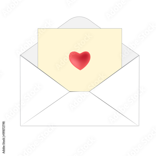 love letter inside the envelope on valentines day , vector illustration. 