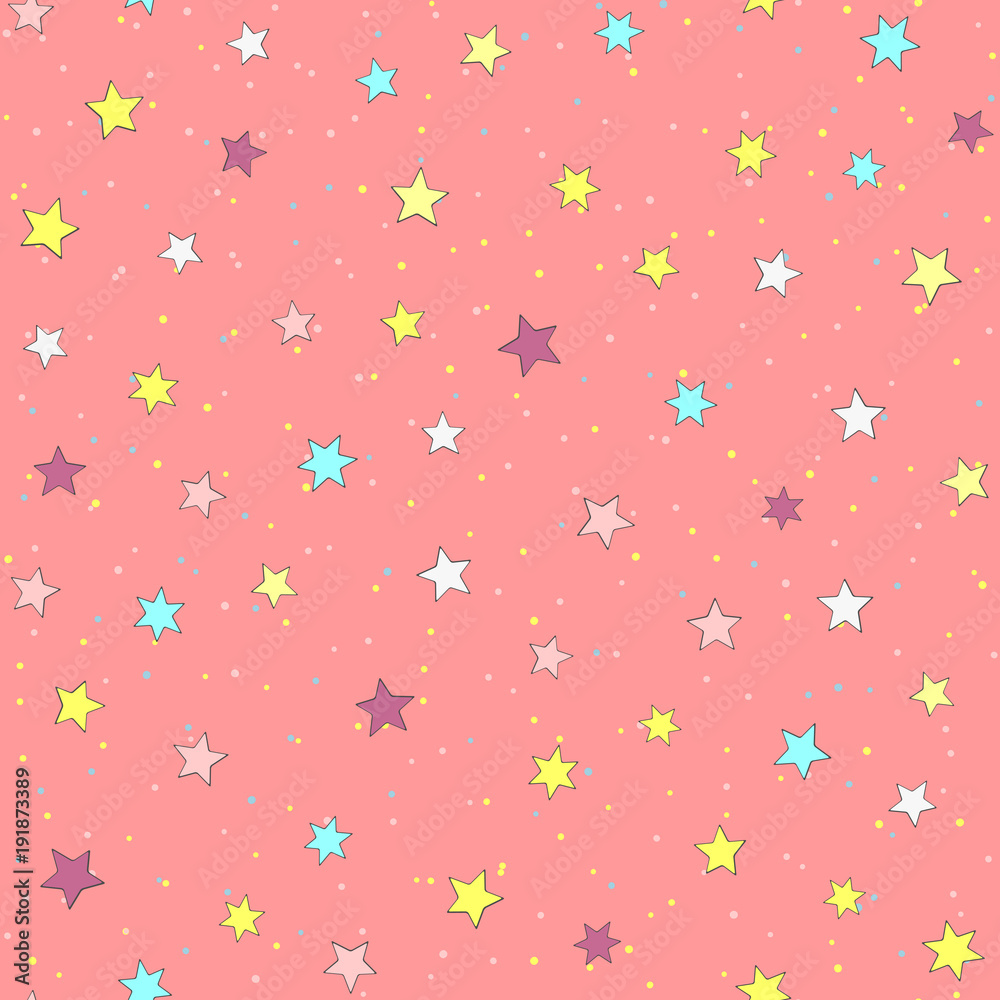 Cute seamless pattern with colorful stars.