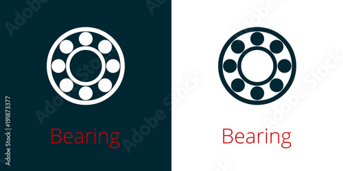 Ball bearing flat vector icon on white and inversion photo