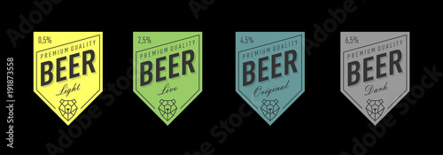 Beer label design with bear head line vector light live original dark