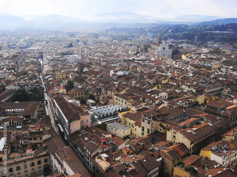 Florence skyline seen from the rooftop of the cathedral