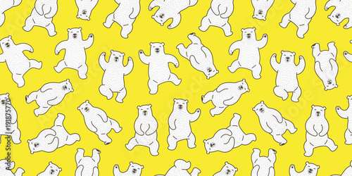 Bear seamless pattern vector polar bear isolated teddy dance wallpaper background