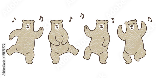 Bear vector Polar Bear dance sing a song doodle illustration character cartoon