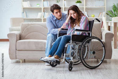 Desperate disabled person on wheelchair