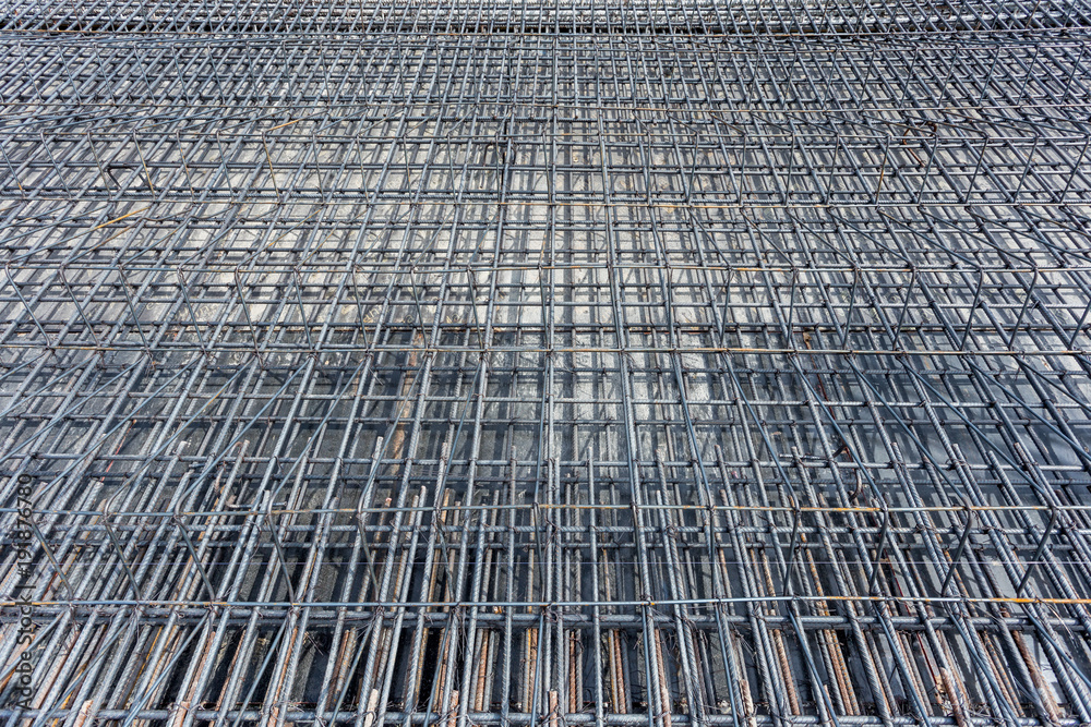steel reinforcements at building construction site