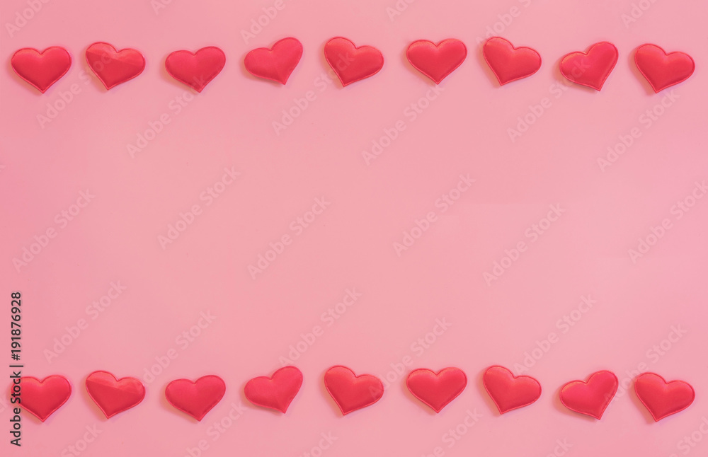 Red heart on pink pastel color background with space for text. Red heart on pink pastel color background with space for text.
