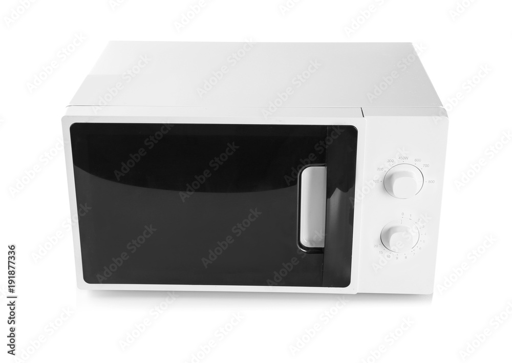 Fototapeta premium Modern microwave oven on white background