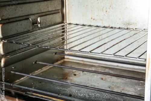 Dirty convection oven, closeup