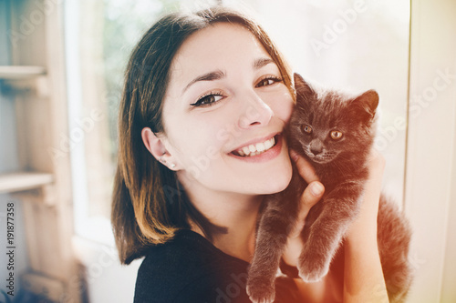 Girl with kitten