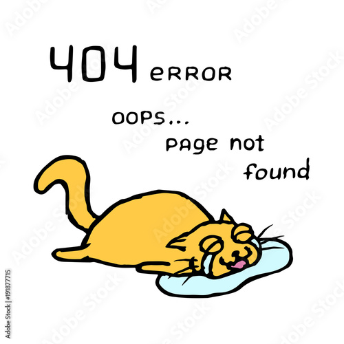 Upset orange cat Tik lies in tears. Vector illustration