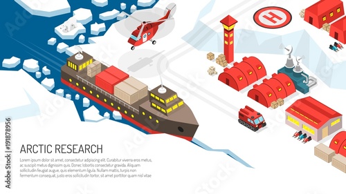 Arctic Research Polar Station Poster  © Macrovector