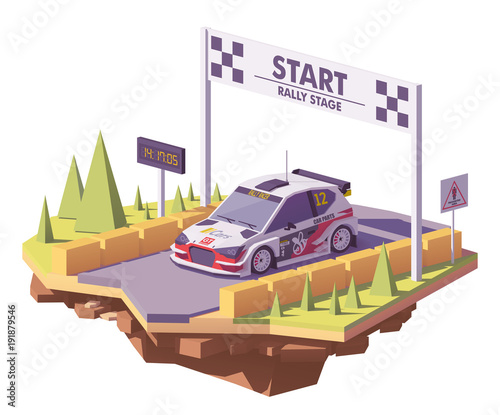 Vector low poly rally racing car