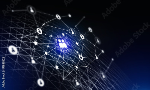 Modern wireless technologies as means of communucation and networking on dark background