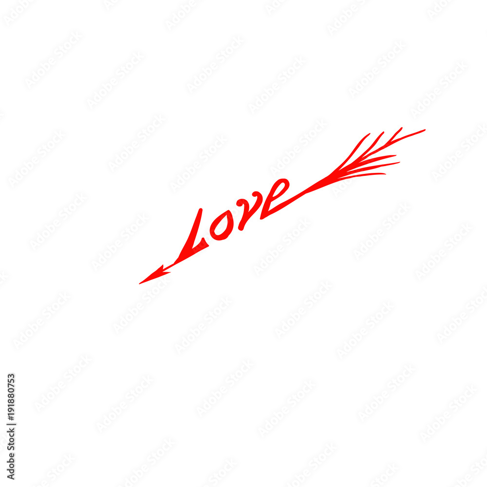 Love Word Arrow Isolated on White Background for Valentines Day Greeting Card Love Word Arrow Isolated on White Background for Valentines Day Greeting Card