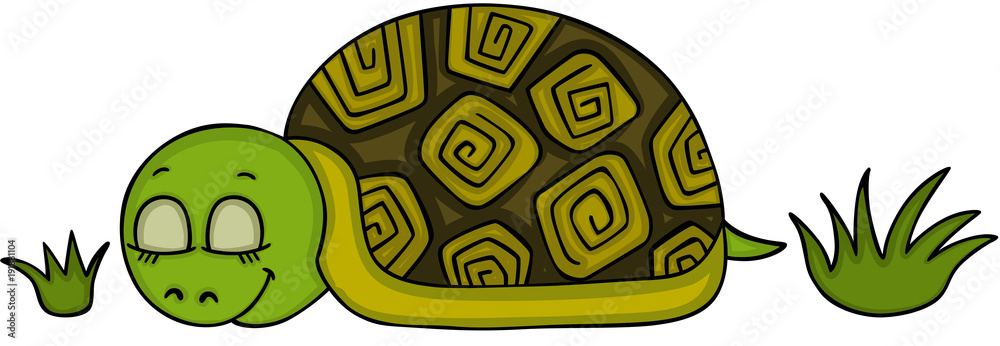 Naklejka premium Ładny żółw śpi