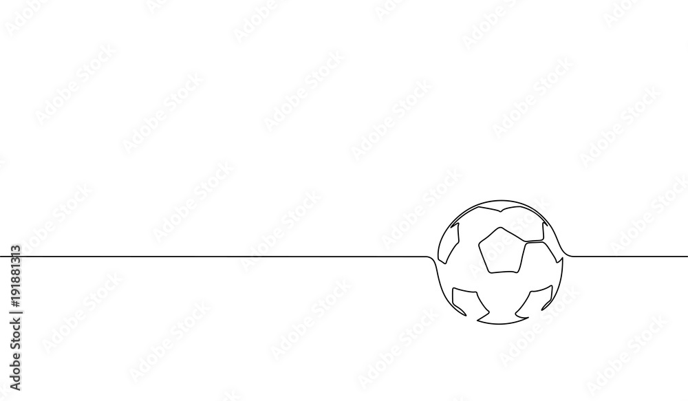 Obraz premium Single continuous line art football ball silhouette. Championship final play game sport competition design one sketch outline drawing vector illustration