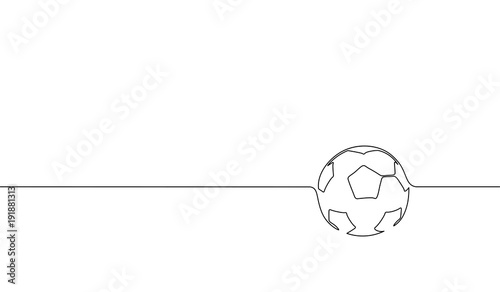Single continuous line art football ball silhouette. Championship final play game sport competition design one sketch outline drawing vector illustration