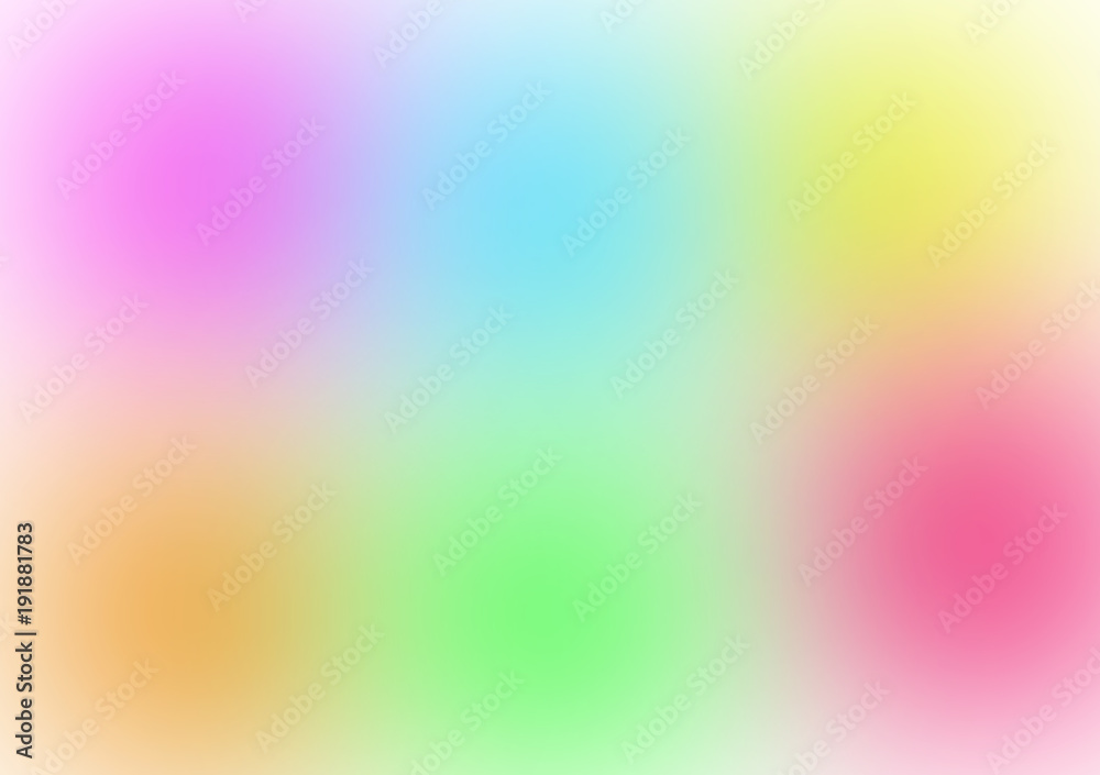 Pastel background, pink blue yellow orange and green.