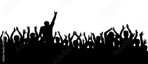 Applause crowd people silhouette. Cheerful fans at a concert party