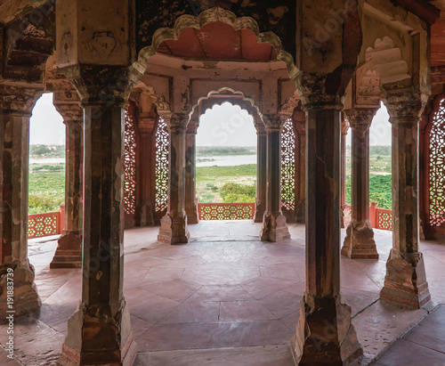 Delicate sculpture in Muassaman Burj, Red Fort, Agra
