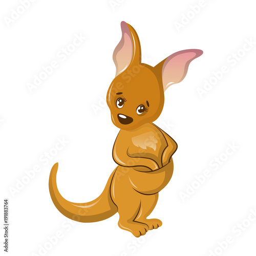Beautiful funny cartoon kangaroo. Popular character in modern zoos.