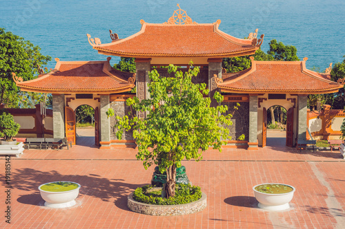 Beautiful Buddhist temple on the hillside, Phu Quoc, Vietnam photo