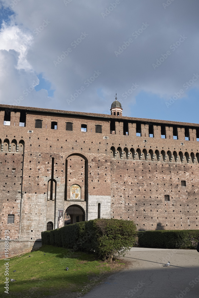 Milan, Italy - February 09, 2017 : View of Castello Sforzesco