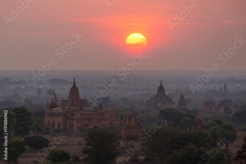 View to the ancient temples in Bagan, Myanmar