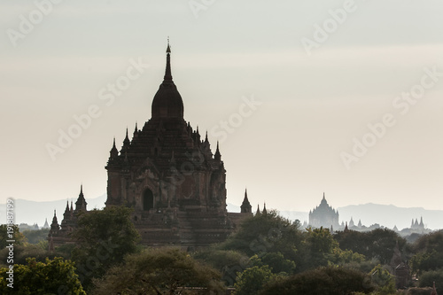 View to the ancient temples in Bagan  Myanmar