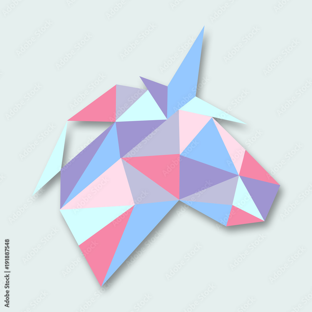 Unicorn Geometry Polygon with Pink, Blue, Violet, and Green Pastel Design Illustration Unicorn Geometry Polygon with Pink, Blue, Violet, and Green Pastel Design Illustration