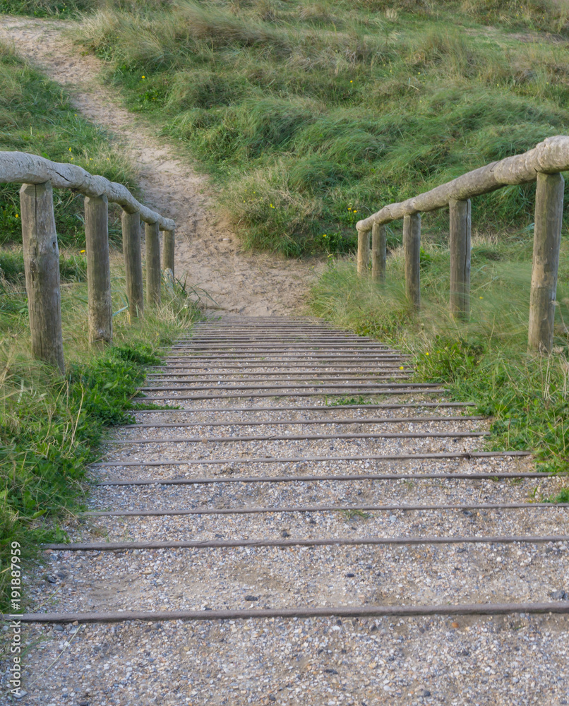 Stairs in the dunes by the sea from the Netherlands