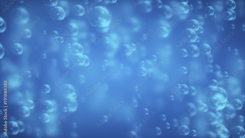 Soft water drops on blue graduated background