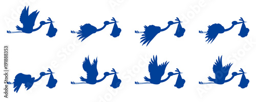 Storks with baby, animation sprite sheet,  flying animation, new born baby, baby girl, baby boy