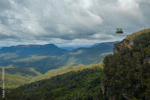 Blue Mountains view with Cabelcar, Katoomba, Australia