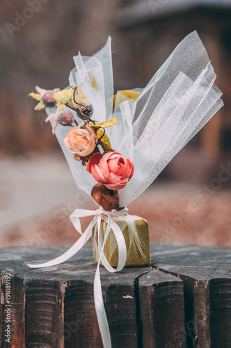 wedding gift with flowers