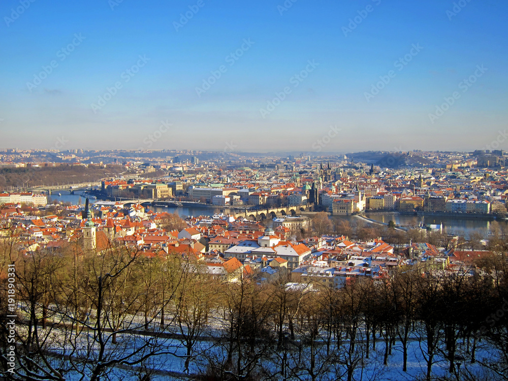 Prag, Blick vom Petrin auf die Karlsbrücke, Moldau