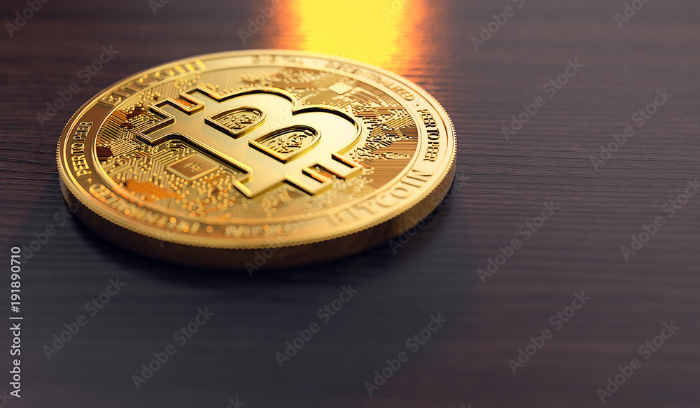 Bitcoin in close-up shot with flames reflection on the background and copy space beneath it. The decline of Bitcoin concept. 3D rendering Bitcoin in close-up shot with flames reflection on the background and copy space beneath it. The decline of Bitcoin concept. 3D rendering