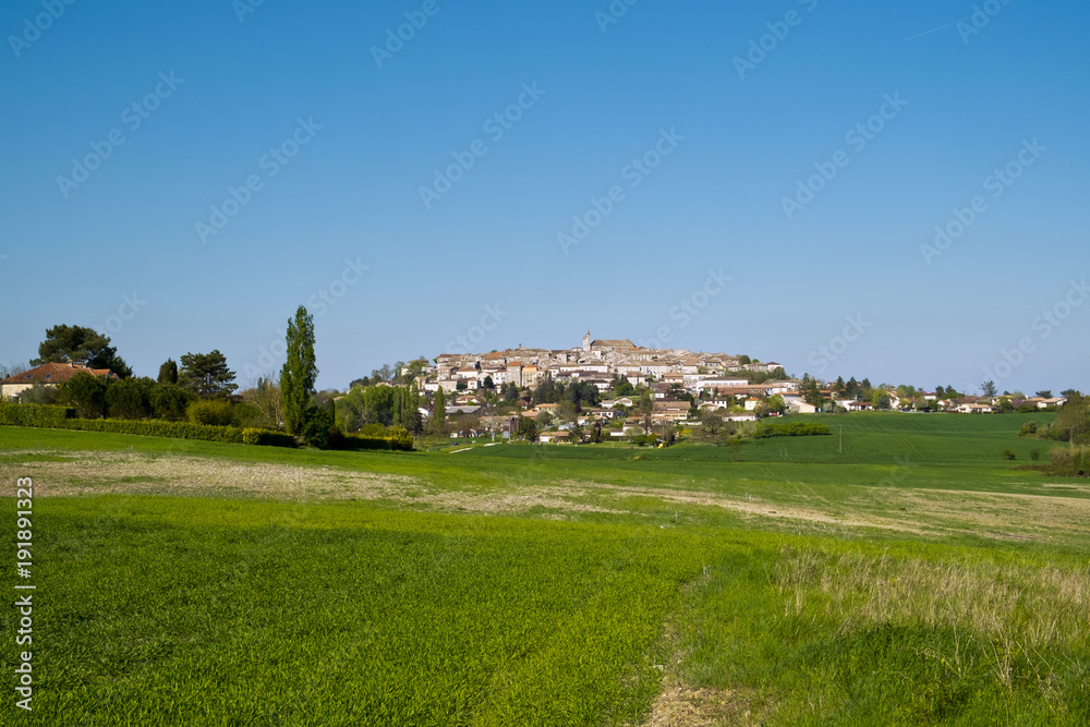 View of picturesque Monflanquin, Lot-et-Garonne, France.