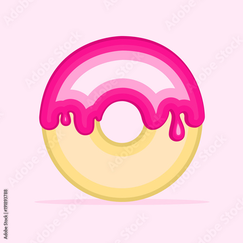 Pink glazed donut, Cartoon