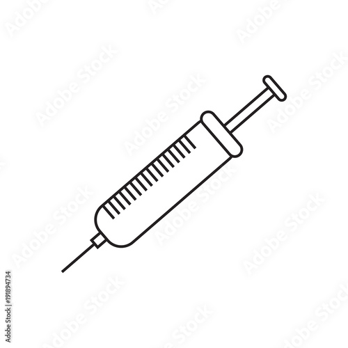 simple contour icon with a picture of a syringe. A drawing without a fill. Vector illustration