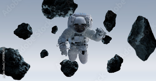 Fototapeta Naklejka Na Ścianę i Meble -  Astronaut isolated on grey background 3D rendering elements of this image furnished by NASA