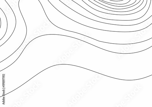 Abstract black and white topographic contours lines of mountains. Topography map art curve drawing. vector illustration.