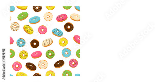 Different colored confection doughnuts