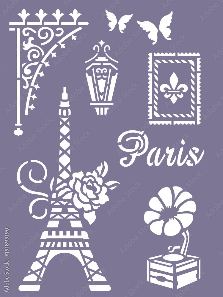 Obraz premium Paris stencil postcard