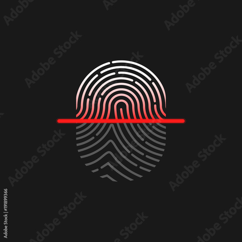 Finger print scanning. Vector.