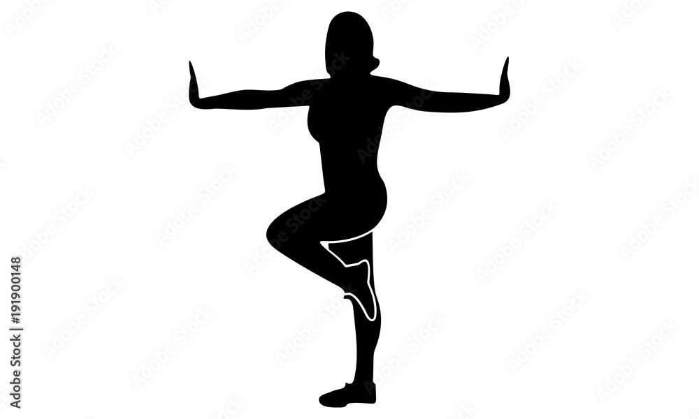 vector silhouette of young women exercise balance