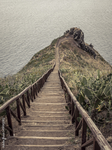 Stairs to wale observation post, Madeira