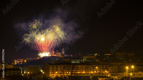 Fireworks at night in Viseu